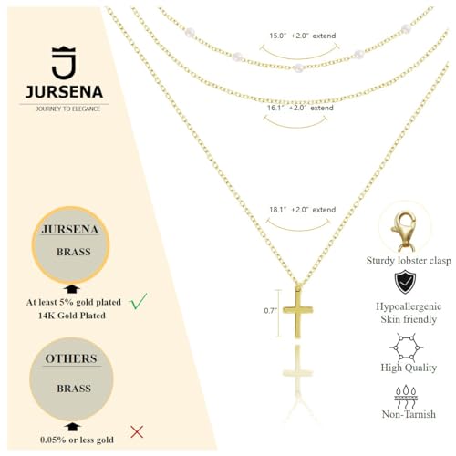 Layered Necklaces for Women | 14K Gold Plated Stackable Choker Necklace Set - Dainty Jewelry Gift - style: 3PCS-Gold Cross layered necklaces