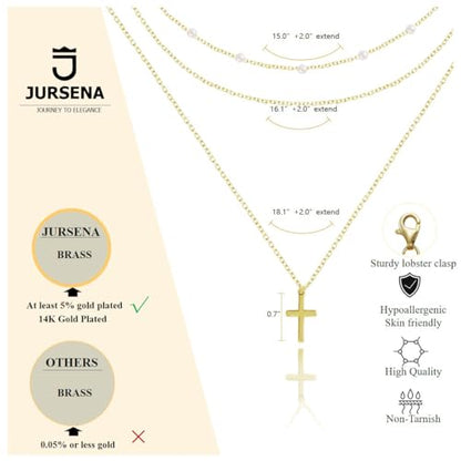 Layered Necklaces for Women | 14K Gold Plated Stackable Choker Necklace Set - Dainty Jewelry Gift - style: 3PCS-Gold Cross layered necklaces