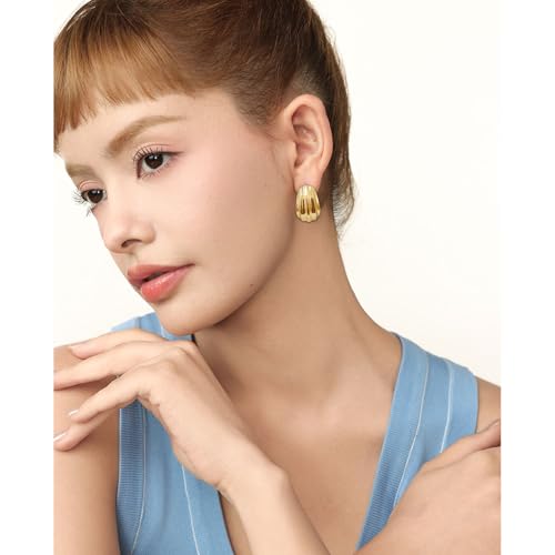 Statement Chunky Gold Earrings for Women Unique Square Stainless Steel Heaven Mayhem Button Stud Earrings Trendy Jewelry - style: Gold Geometric