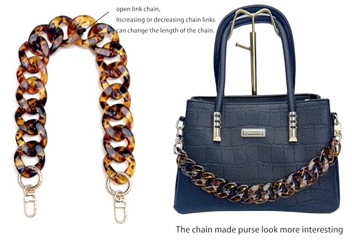 AUMEY Handbag Chain Straps Acrylic Purse Chain Strap Fashionable Replacement Purse Clutches Handles for Purse Handbags DIY Crafts, 19 inch of Each (MSL02- Leopard print) - color: Msl02- Leopard Print