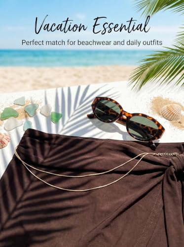 Gold Body Chain for Waist for Women 2Pcs, Jewelry for Beach Accessories | 26.77-52.36In, Adjustable, 14K Gold-plated, Waterproof, Equipped with 2 Extension Chains, Brass, Great for Beach/Dating/Party - style: Snake bone chain