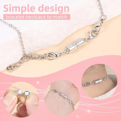 Magnetic Jewelry Clasps, 925 Sterling Silver, Strong Magnetic Closures for Necklaces and Bracelets (4pcs Golden Silvery) - color: 4pcs golden silvery