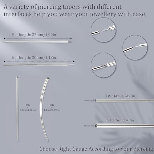 Piercing Taper Ball Grabber Tool Stainless Steel Nose Ear Piercing Kits | Nose Septum Eyebow Helix Conch Tragus Daith Piercing Jewelry Changing Tool,14G 16G 18G 20G Flat Back Earrings Applicator Tool - style: Female Thread Piercing Taper