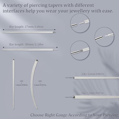 Piercing Taper Ball Grabber Tool Stainless Steel Nose Ear Piercing Kits | Nose Septum Eyebow Helix Conch Tragus Daith Piercing Jewelry Changing Tool,14G 16G 18G 20G Flat Back Earrings Applicator Tool - style: Female Thread Piercing Taper