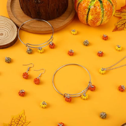 60Pcs Fall Pumpkin Charms for Bracelet Necklace Earrings Making | Alloy Enamel, Autumn Pumpkin Jewelry Pendants, Thanksgiving DIY Crafts and Gift, Harvest Celebration Party Supplies - style: Pumpkin Style