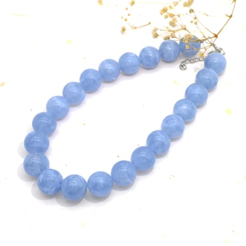 JNF Chunky Beaded Necklaces Women Large Big Ball Bead Choker Necklace Bold Statement Beads jewelry Gift - color: gemstone neckalce sea blue