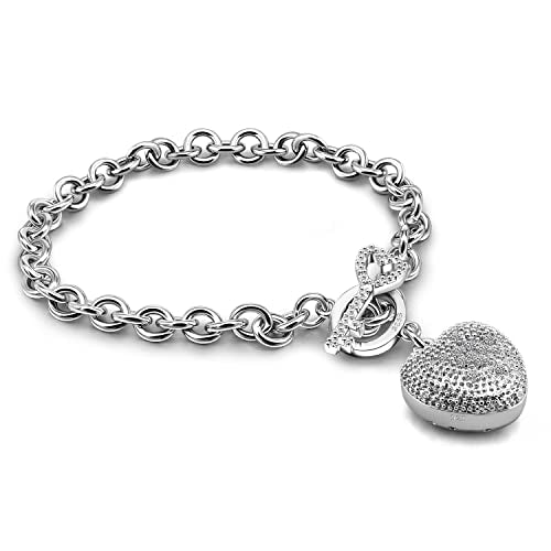 Dankadi New Products Women's 925 Sterling Silver Bracelet Fine Jewelry Shining Heart Bracelet 6-7-8 inch Solid Silver Accessories Birthday Party Gift