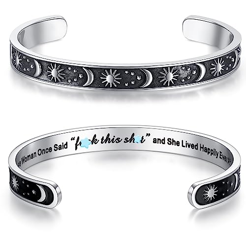 SAM & LORI Personal Bracelets for Teens/Women-Inspirational Jewelry Gifts (Various Designs) for Daughter/Sister/Mom/Friends-Adjustable Bracelet in a Pretty Gift Box - style: Sun Moon- A wise woman...