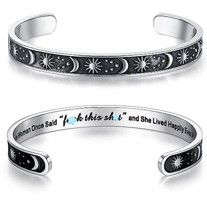 SAM & LORI Personal Bracelets for Teens/Women-Inspirational Jewelry Gifts (Various Designs) for Daughter/Sister/Mom/Friends-Adjustable Bracelet in a Pretty Gift Box - style: Sun Moon- A wise woman...