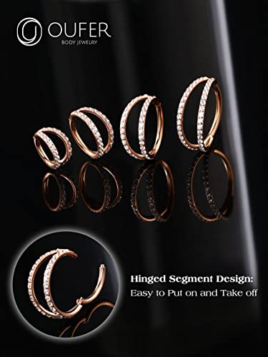 OUFER Double CZ Hoop Piercing Jewelry, Halloween & Christmas 20G Nose Rings (6MM 7MM 8MM), Classic 16G 18G 20G Cartilage Earrings (6MM–12MM), Surgical Steel Helix Tragus Lip Hoops for Women Men - color: Silver