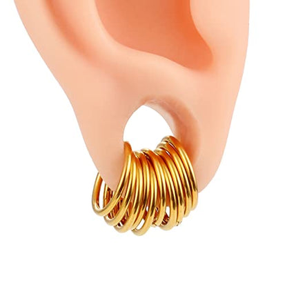 Casvort 10 PCS 16G Seamless Septum Nose Piercing Rings Segment Tragus Hoop Rings 316 Stainless Steel Helix Ring Stack Clickers Ear Plugs Hangers Women Body Jewelry - color: Gold Classic, size: 1.2*6mm 10 PCS