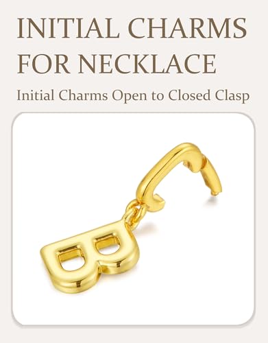 OVRUNS Initial Charm for Women Letter Bracelet Necklace Charms With Clasp | Alloy,nickel,safe for sensitive skin,Pendant with install clasp,fits bracelets with necklaces,great for gift - color: Gold, style: Letter B