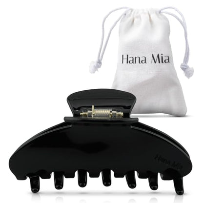 Luxury Black Claw Clip for Women | Our Large 4 Inch Hair Clip Creates Beautiful Half Ups, Secure Updos & Chic Daily Styles | Premium Acetate Claw with Secure Hold & Snag Free Teeth for Easy Styling - color: Black
