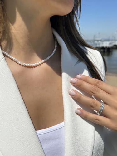 .925 Sterling Silver AAAA White Freshwater Cultured Pearl Silk-Knotted 18" Princess-Length Strand Necklace - Choice of Pearl Size