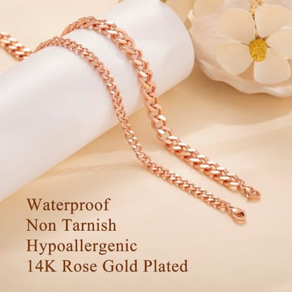 Ankle Bracelets for Women Waterproof 14K Gold/Silver Plated Chain Anklets | Trendy Gold Anklets,Layered 14K Gold Plated Stackable Chunky Cuban Link Chain Anklet Bracelet Set,Summer Beach Jewelry Gift - color: 2 cuban-rs