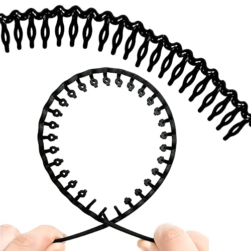 ULTIMUTE 8 PCS Fashion Effortless Plastic Headbands with Teeth Comb Black Skinny Headbands No Slip Hair Accessories Bands for Women Men Teen Girls, Bright Black - color: Bright Black
