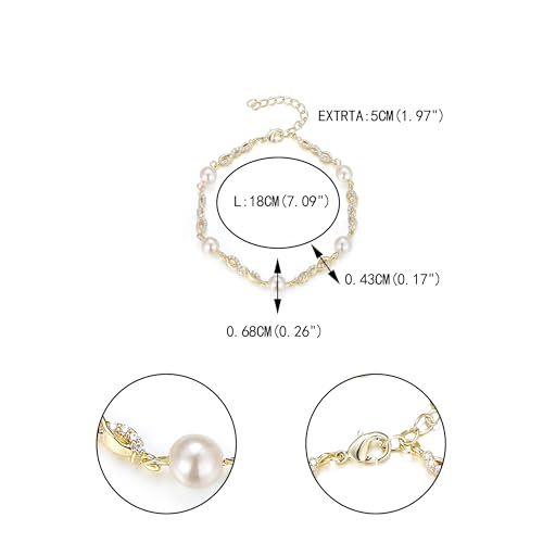 EVER FAITH Gorgeous Cubic Zirconia Pearl Wedding Link Bracelet for Bride | Marquise Teardrop Crystal Bridal Prom Jewelry, for Women Bridesmaids - style: Infinity_Clear Gold-Tone