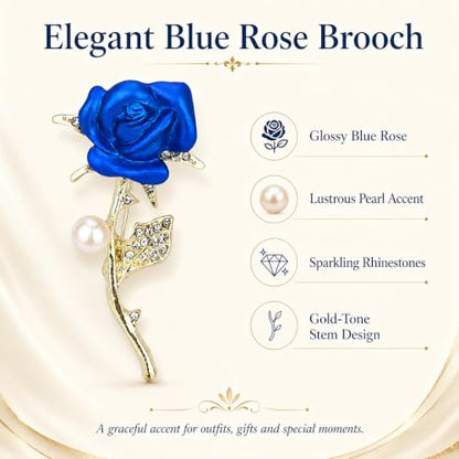 Brooch Pin for Women Rhinestone Peacock Crystal Delicate Animal Brooch Lapel Pins Girls Fashion Jewelry Gift for Christmas Brooch Birthday Jewelry Gift - style: Blue Rose