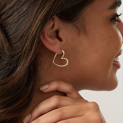 LLWOM Gold Huggie Earrings for Women-14k Gold/Silver/Rose/Black Plated Heart Hoop Earrings Hypoallergenic Lightweight Hoops Gifts - style: Heart