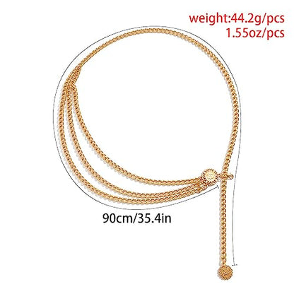 Women's Gold Plated Tassel Waist Chain - Adjustable Body Chain Belt for Summer & Fall, Elegant & Sexy Jewelry Accessory - color: Silver