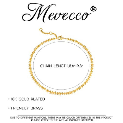 MEVECCO Anklet for Women Gold Chain 14K Gold Plated Dainty Boho Beach Summer Simple Foot Jewelry Ankle Bracelet - style: Ball Cluster