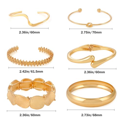 ILGANT Gold Bangle Bracelets for Women Gold Plated Chunky Cuff Bangle Bracelet Stackable Multi Layer Bangles Fashion Jewelry Set - color: Gold Bracelets-1
