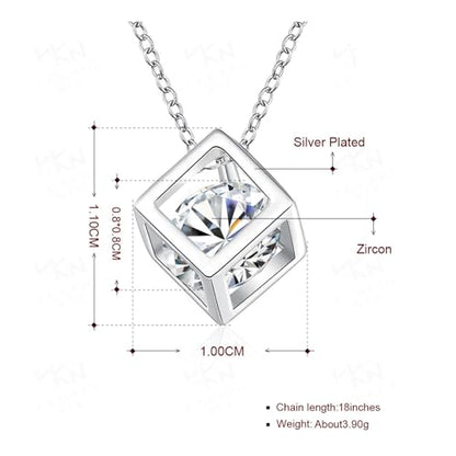 925 Sterling Silver Necklace for Women Trendy, Charming Layered Necklace with Cubic Zirconia Pendant for Her Womens Dainty Diamond Choker Necklaces Holiday Jewelry Gifts for Mom Wife Daughter Lover - color: Blue
