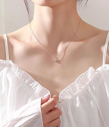 S925 Silver Women's Bar Necklace/Double Circle Layered Y Necklace Chain Adjustable Long/Tiny Pendant Chain Choker for Lady Gift - style: Open Circle