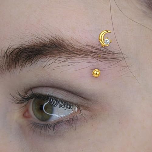 AVYRING 16g Rook Piercing Jewelry Gold Silver Eyebrow Rings Curved Barbell Daith Earrings for Women Horseshoe Septum Hoop Helix Earrings Surgical Steel Belly Button Rings Vertical Labret Lip Jewelry - style: B1- 6pcs -gold