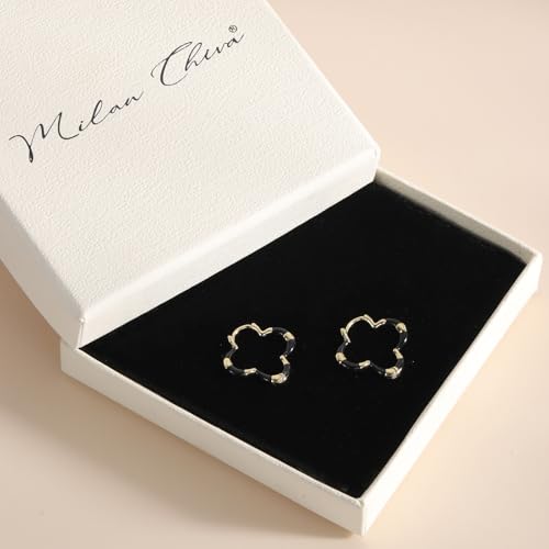 Milan Chiva 14K Gold Plated Small Huggie Dangle Earrings | Lightweight Trendy Heart Dainty Jewelry Hypoallergenic Chunky Gold Hoops Earrings Jewelry Mothers Day Gift for Women - color: I-Black