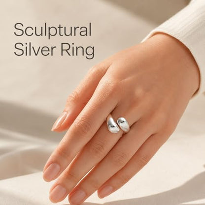 Roe Dolph Chunky Gold Rings for Women Stackable Statement Ring Set | Mixed sculptural shapes and polished surfaces create bold stacking combinations for parties dinners and everyday outfits - color: B2