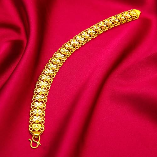 Vintage Gold Plated Heart Link Bracelet for Women Double Layer Hollow Band Heart Chain Fashion Jewelry