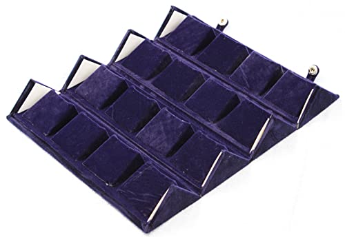 atorakushon Blue Velvet Vanity Box Make-Up Jewellery Earrings Utility Toiletry Wardrobe Organizer Pouch Travelling Box For Women's Set of 1 - style: Jhumka Earring Organiser Folder 12 Pair Blue