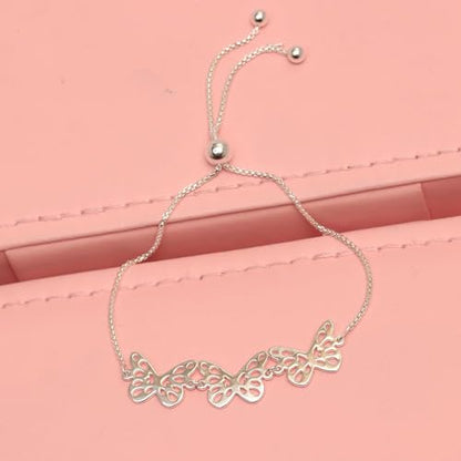 Charmsy 925 Sterling Silver Sliding Bolo Bracelet for Women | Women's Italian Handmade Adjustable Bolo Bead Ball Slider Bracelet - style: Butterfly Bolo