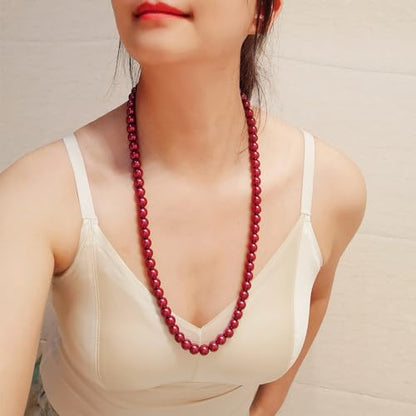 AAA+ Simulated Pearl Strand Necklace Colorful 10mm Pearls Choker Necklaces for Women 1920s Long Costume Jewelry Gift - color: long pearl necklace Burgandy 24 Inches