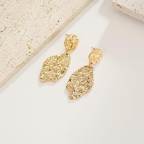 Sylph Large Gold Earrings for Women, Chunky Gold Statement Drop Dangle Earring Maple Leave Ginko Leaf Jewelry Gifts - style: Large Dangle Earrings