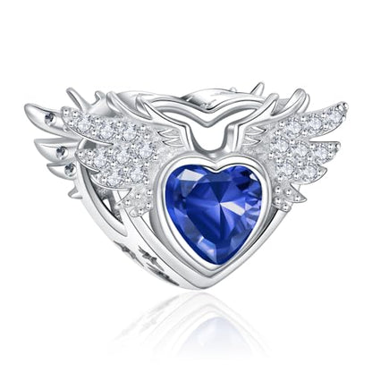 S925 12 Months Birthstone Charm for Pandora Bracelet, Gift on Birthday Christmas Mothers Valentines Anniversary Graduation, for Women Mom Daughter Friend Family Sister Aunt Grandma - color: September