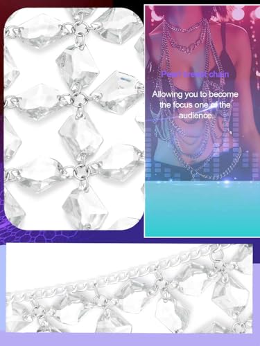 Aukmla Crystal Bra Body Chain Top Silver Rhinestones Halter Crop Tops Beach Bikini Chest Chains Body Jewelry for Women - style: Silver