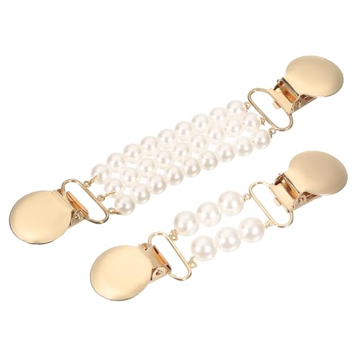 uxcell Sweater Clips Cardigan Collar Clips Faux Pearl Dress Clips Back Cinch Clips for Women 2 Style(Gold, White)