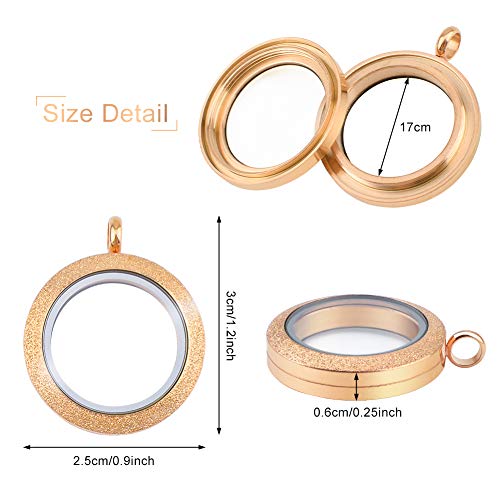 WANDIC Photo Charms, Set of 4 Matte Stainless Steel Round Memory Locket Pendant Bridal Wedding Bouquet Charms for Photo or Wedding, 25mm - color: 4pcs-rose Gold Matte