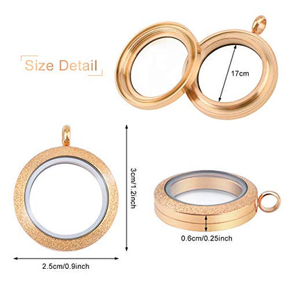 WANDIC Photo Charms, Set of 4 Matte Stainless Steel Round Memory Locket Pendant Bridal Wedding Bouquet Charms for Photo or Wedding, 25mm - color: 4pcs-rose Gold Matte