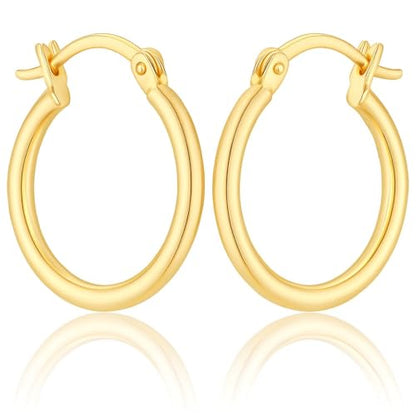 14K Gold Huggie Earrings for Women Small 16mm Gold Hoop Earrings | Lightweight Gold Huggie Hoop Earrings for Women Jewelry, Everyday Wear, Gift for Mom, Wife, Girlfriend, 16mm