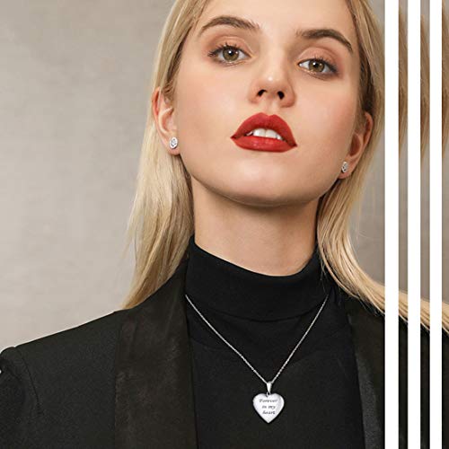 U7 Women Locket Necklace, Heart Photo Lockets Hold Picture, Gift Box Packed | Gold/Silver/Rose Locket Charm, Custom Picture and Engravement Heart Pendant, 20" Chain, Personalized Gift for Mom Wife Friend - color: 02# Rose Gold*Flower Grain