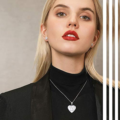 U7 Women Locket Necklace, Heart Photo Lockets Hold Picture, Gift Box Packed | Gold/Silver/Rose Locket Charm, Custom Picture and Engravement Heart Pendant, 20" Chain, Personalized Gift for Mom Wife Friend - color: 02# Rose Gold*Flower Grain