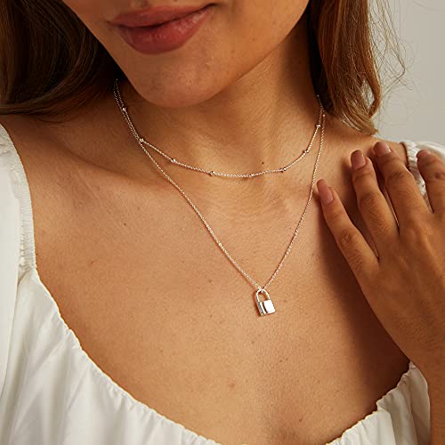 CHESKY 14K Gold Plated Silver Dainty Satellite Choker Necklace for Women | Layered Beaded Chain Necklace, Thin Choker Jewelry, Dainty Gold necklace, Minimalist Trendy Jewelry, Daily Gift for Women - style: Beaded-Silver