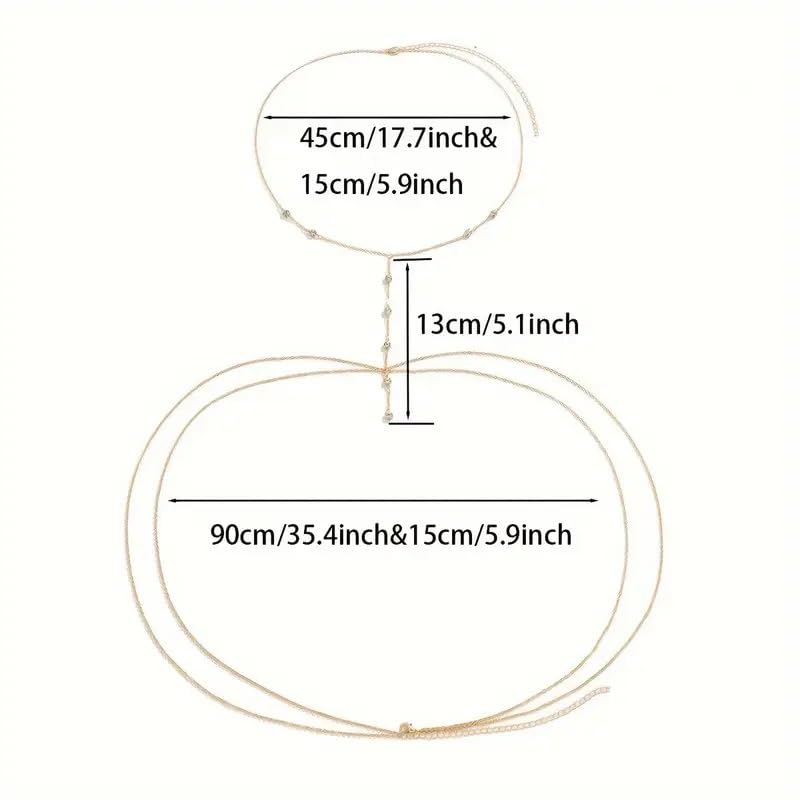 Multi-Layer Rhinestone Body Chain for Women Gold/Silver Tone Chest & Back Chain Beach Party Nightclub Jewelry - color: Silver zirconium