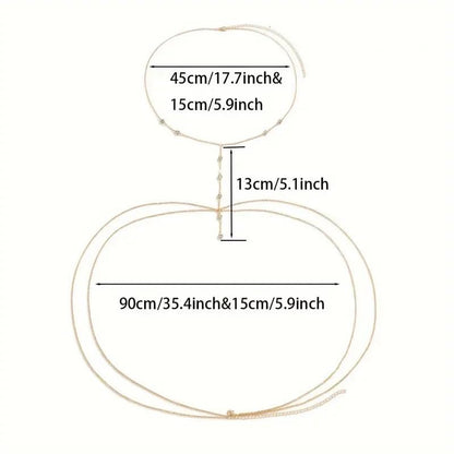 Multi-Layer Rhinestone Body Chain for Women Gold/Silver Tone Chest & Back Chain Beach Party Nightclub Jewelry - color: Silver zirconium