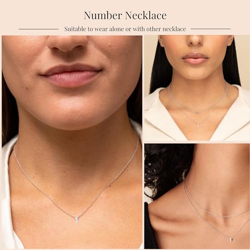 Number Necklace for Women Dainty 18K Gold Plated Pendant Necklace Charm Birth Month Personalized Jewelry Birthday Gift - color: SILVER, style: Number 16