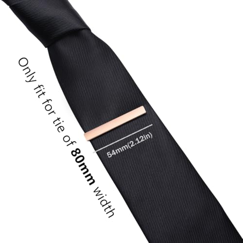 HONEY BEAR 5cm/5.4cm/6cm Mens Tie Clip Bar for Normal Size Steel Business Wedding Gift 1.97"/2.12"/2.36" - style: 5.4cm Brushed Rose Gold Horizontal