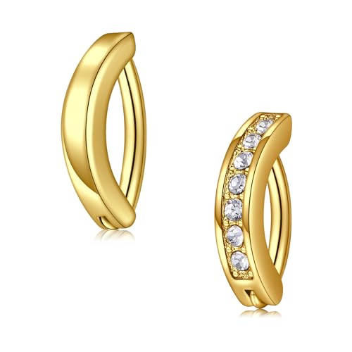1/4 Inch Short Belly Button Rings 14G 6mm Stainless Steel Short Belly Navel Button Rings for Women Men - color: Gold clicker -2PCS